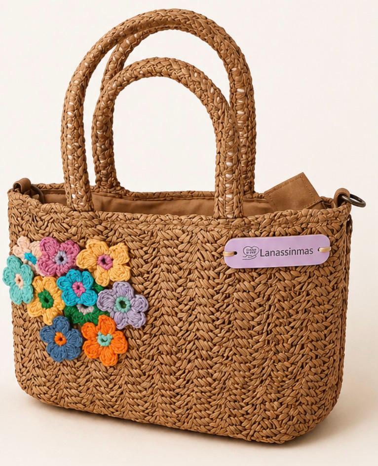Bolso flores crochet